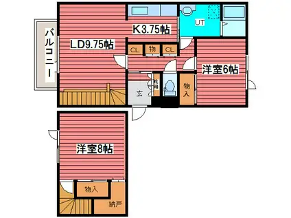 フレックス福住(2LDK/1階)の間取り写真
