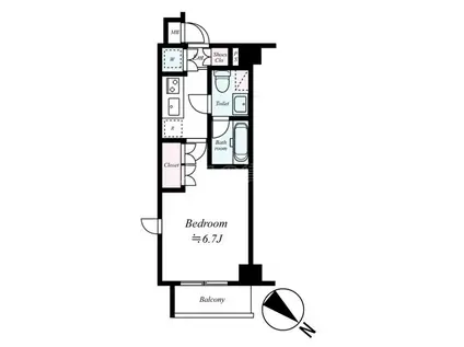 ヴォーガコルテ馬込アジールコート(1K/4階)の間取り写真