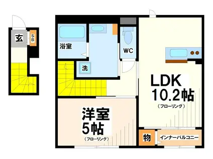 エスポワールIII(1LDK/2階)の間取り写真