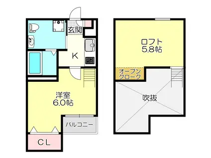 サンラメール長瀬(1K/1階)の間取り写真