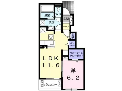 プラシード(1LDK/1階)の間取り写真