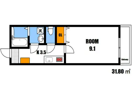 メゾン・エール・石内(1K/1階)の間取り写真