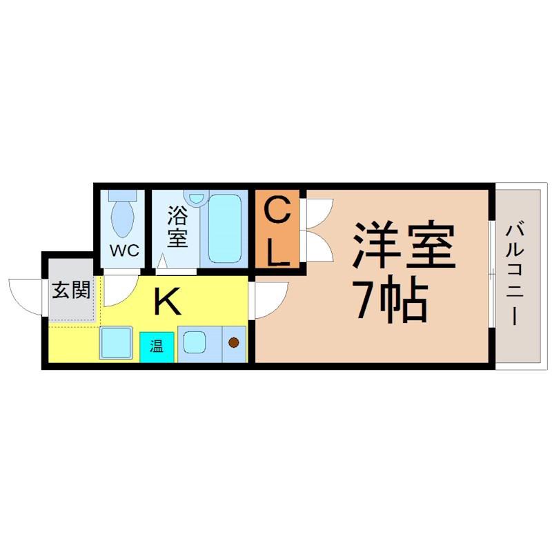 リバティハイツ白鳥(1K/4階)の間取り写真