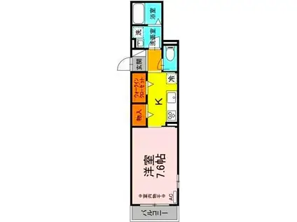 ヴィアルCITY市道(1K/2階)の間取り写真