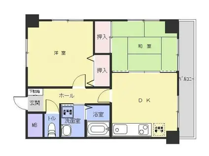 ダイアパレス表町(2DK/8階)の間取り写真