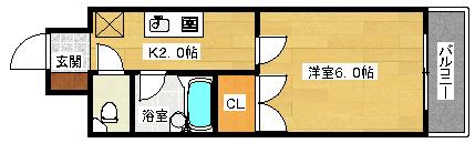 キャピタル祇園(1K/4階)の間取り写真