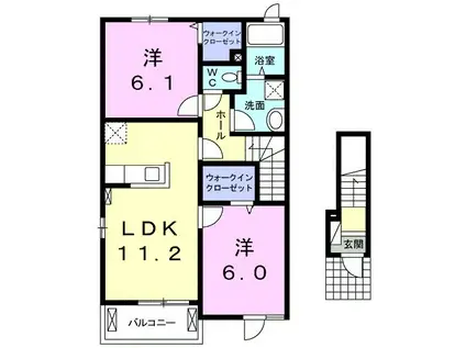 W・クイーンバリー A(2LDK/2階)の間取り写真