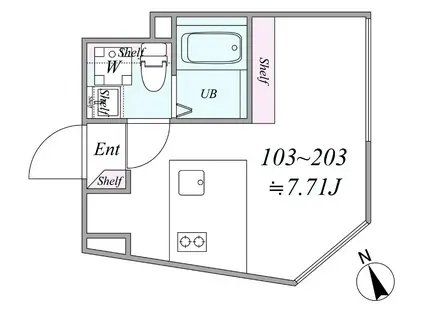 TRIAS220(ワンルーム/1階)の間取り写真