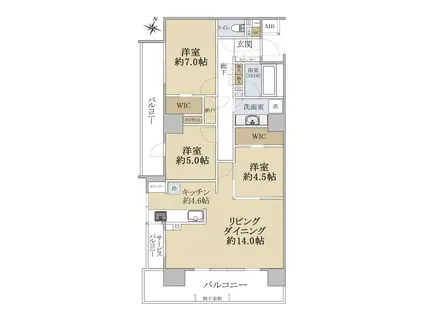 シエリア仙台定禅寺通(3LDK/5階)の間取り写真