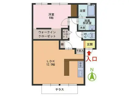 アルブル(1LDK/1階)の間取り写真