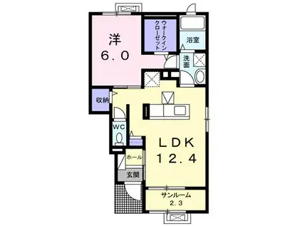 トレフル K(1LDK/1階)の間取り写真