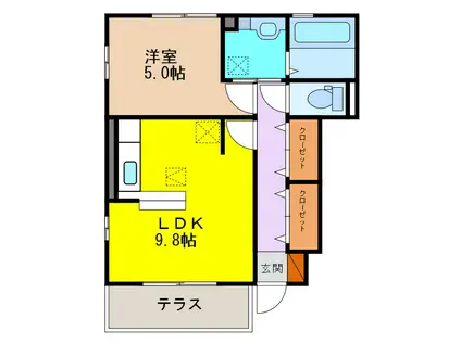 エスポワールA(1LDK/1階)の間取り写真