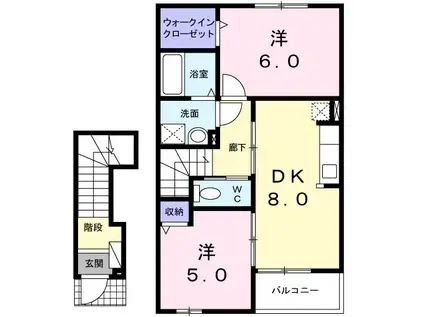 メディオ・クルーセC(2DK/2階)の間取り写真