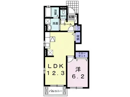 フォレストグランドA棟(1LDK/1階)の間取り写真