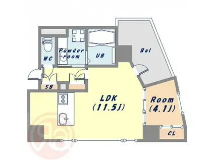 地下鉄千日前線 阿波座駅 徒歩5分 8階建 築4年(1LDK/3階)の間取り写真