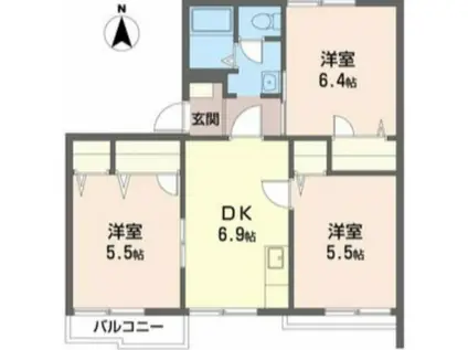 タウニィ高松(3DK/2階)の間取り写真