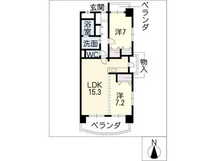 中日マンション上飯田(2LDK/3階)の間取り写真