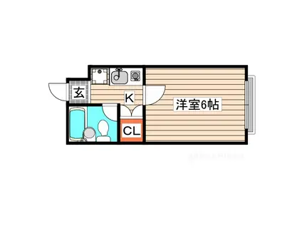 ホワイトヒルズ(1K/2階)の間取り写真