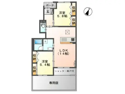 コード ダヴィンチ(2LDK/1階)の間取り写真