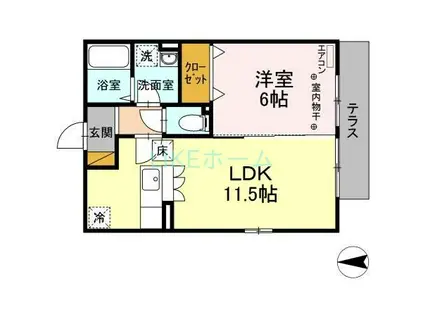 プレミールカメゾン(1LDK/1階)の間取り写真