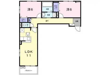 ヴィレッジ栗橋(2LDK/1階)の間取り写真