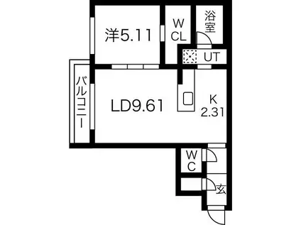 ELSA琴似(1LDK/2階)の間取り写真