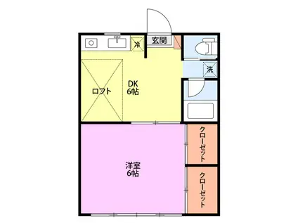アルビヨン嘉山(1DK/2階)の間取り写真