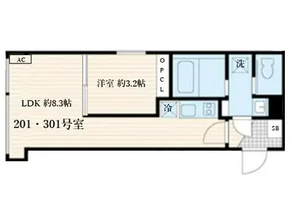 SKULD神楽坂(1LDK/2階)の間取り写真