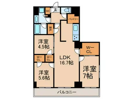 ザケンジントンレンジデンスときわ台(3LDK/5階)の間取り写真