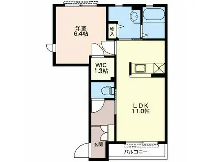 ハピネス橘(1LDK/1階)の間取り写真