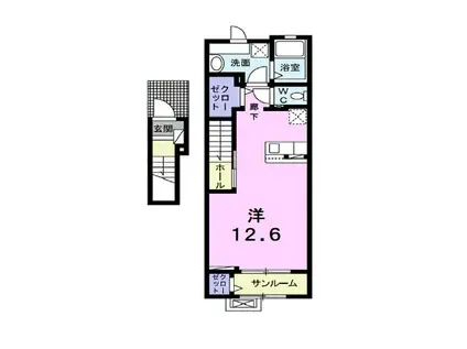 サンローレル(ワンルーム/2階)の間取り写真