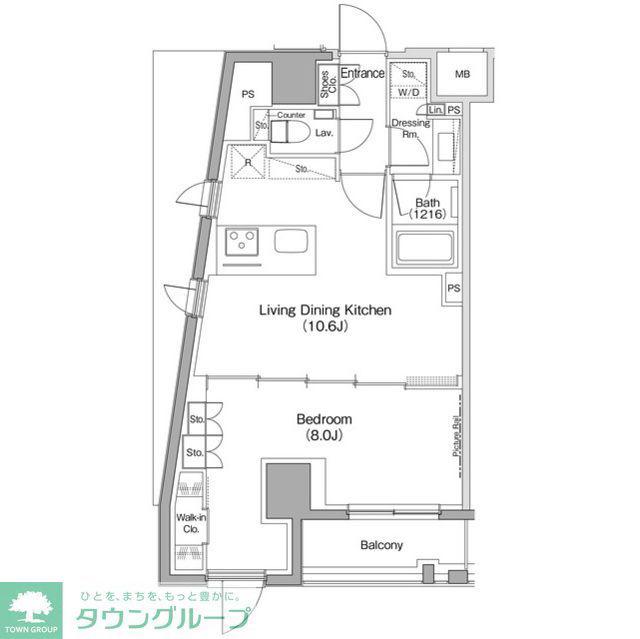 ザ・パークハビオ新高円寺(1LDK/6階)の間取り写真