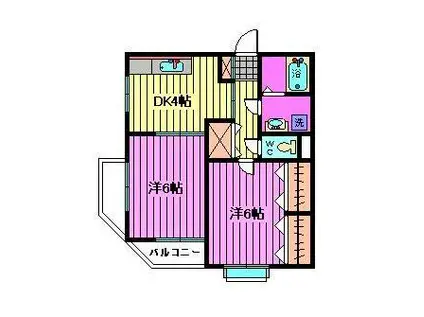 ラ・プリームラ(2DK/3階)の間取り写真