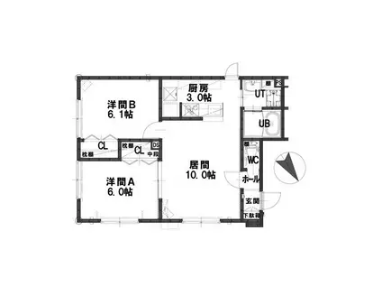 ルミエール サガン(2LDK/2階)の間取り写真