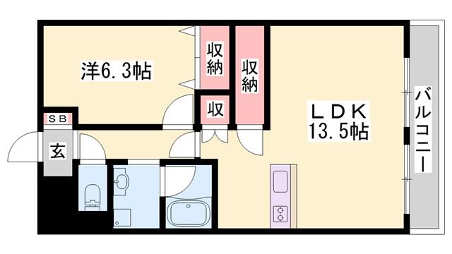 フレグランス大日(1LDK/3階)の間取り写真