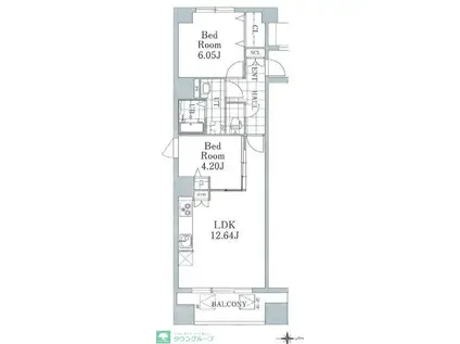 オークラビル(2LDK/6階)の間取り写真