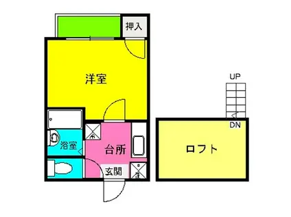 ピカード竹下(1K/2階)の間取り写真