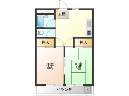 サン小柳(2DK/2階)の間取り写真