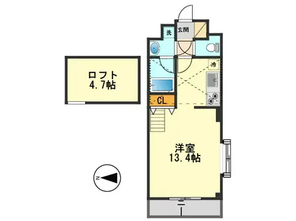 ル・シェル(ワンルーム/3階)の間取り写真