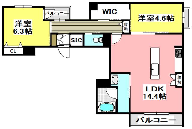 シャーメゾン ノワリー(2LDK/2階)の間取り写真
