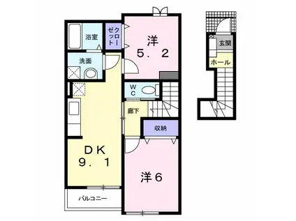 イーストIM(1LDK/1階)の間取り写真