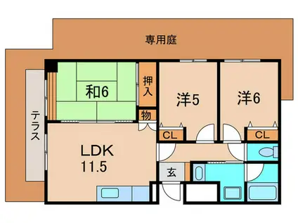クレール桜ヶ丘(3LDK/1階)の間取り写真