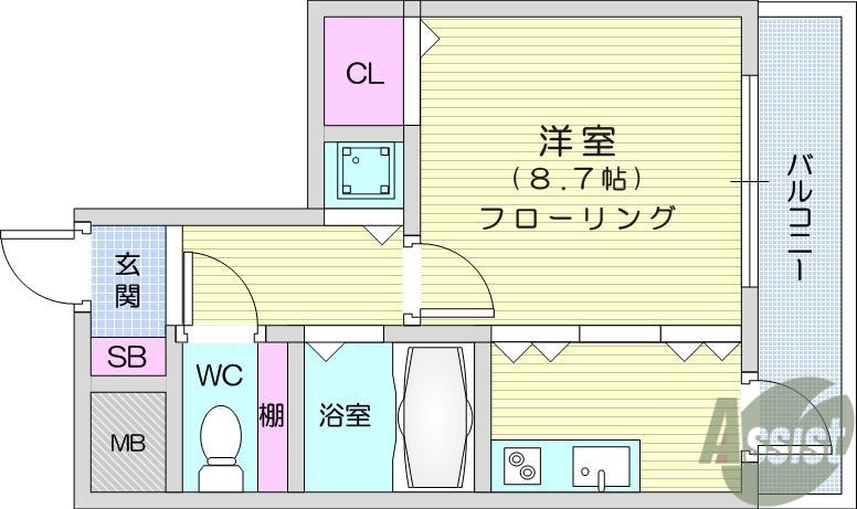 SUM TOMIZAWA(ワンルーム/6階)の間取り写真