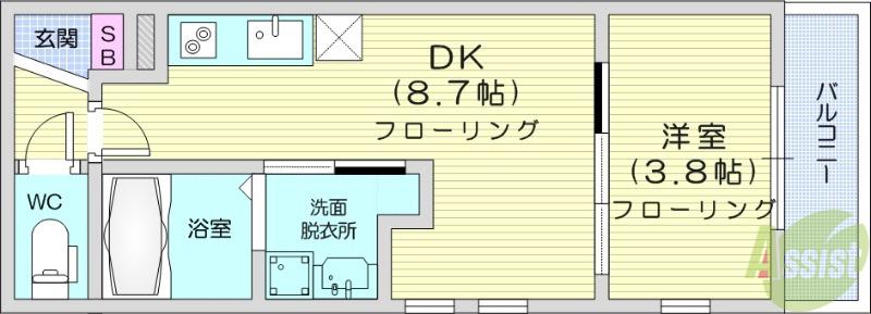 プランド東照宮(1LDK/3階)の間取り写真