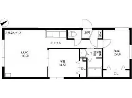 WIN・VENETIAN(2LDK/3階)の間取り写真