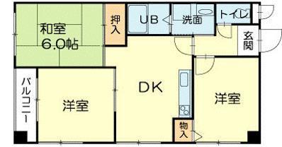 ロイヤルコーポ荒井(2LDK/2階)の間取り写真