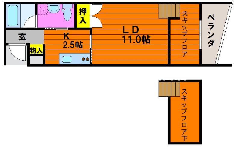 クレル瀬戸S棟(1K/1階)の間取り写真