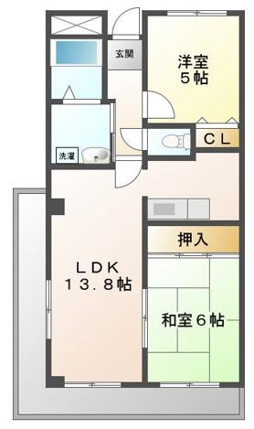 フェアライン鳴尾(2LDK/3階)の間取り写真