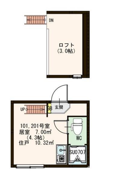 コンフォール板橋(ワンルーム/2階)の間取り写真