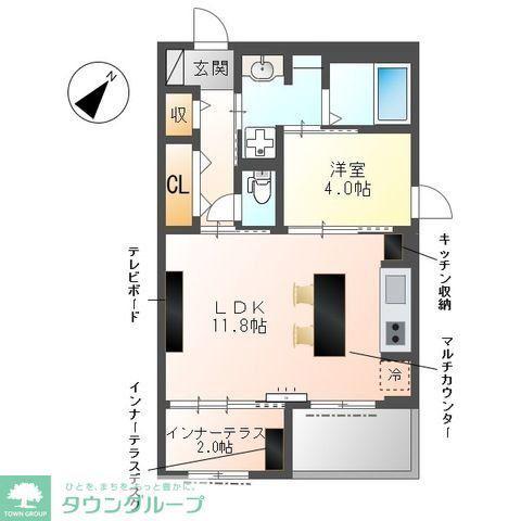 ラ・セルリアン(1LDK/3階)の間取り写真